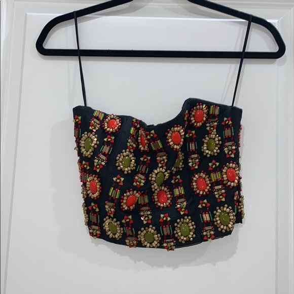 Alice and Olivia Beaded Cropped Saraphina Bustier - Picture 2 of 5